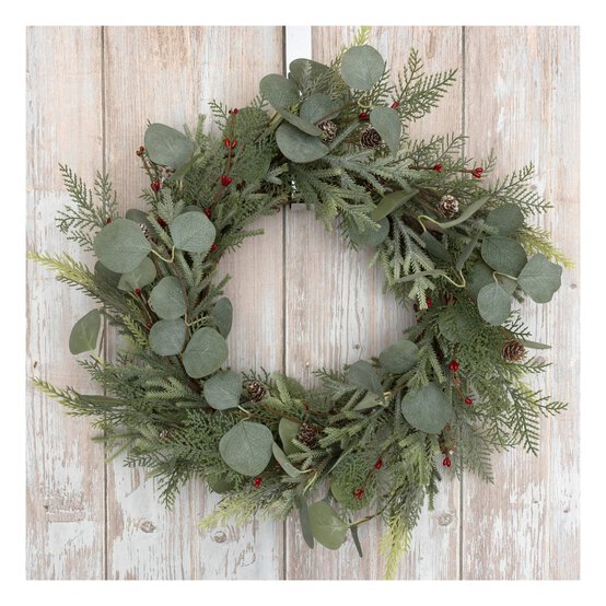 Red Bead and Pinecone Wreath 60cm image number 1