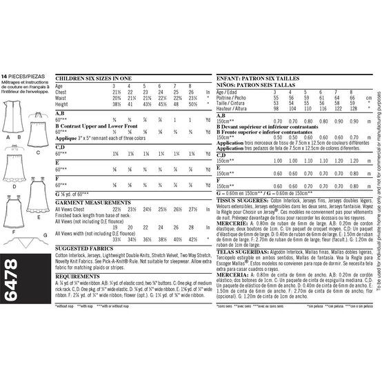 New Look Child's Dress Sewing Pattern 6478 image number 3