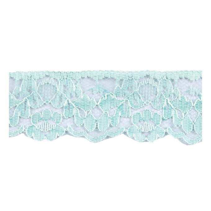 Pale Green 35mm Floral Nylon Lace Trim by the Metre image number 1