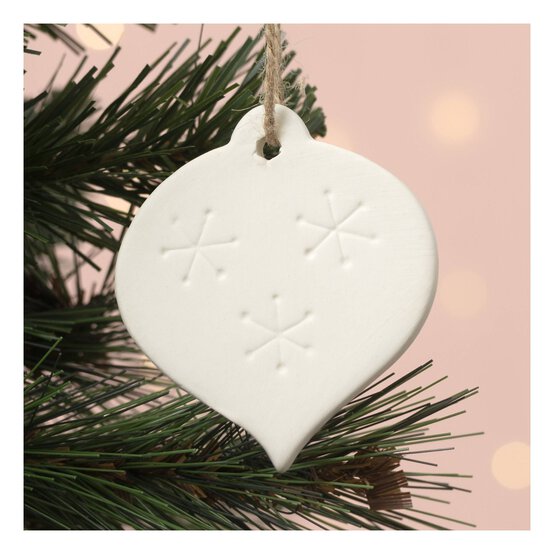 Hanging Ceramic Flat Round Bauble Decoration 8cm image number 1