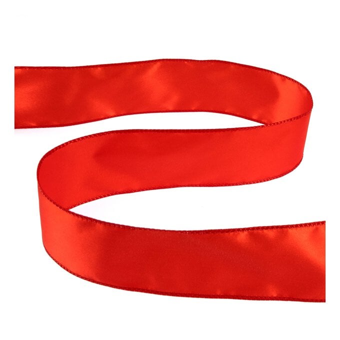 Red Wire Edge Satin Ribbon 63mm x 3m image number 1