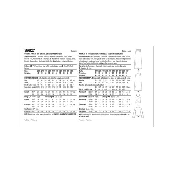 Simplicity Women's Trousers and Tops  Sewing Pattern S9827 (W3 30W-38W) image number 2