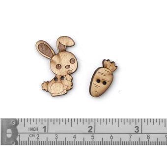 Trimits Wooden Bunny and Carrot Buttons 6 Pieces image number 3