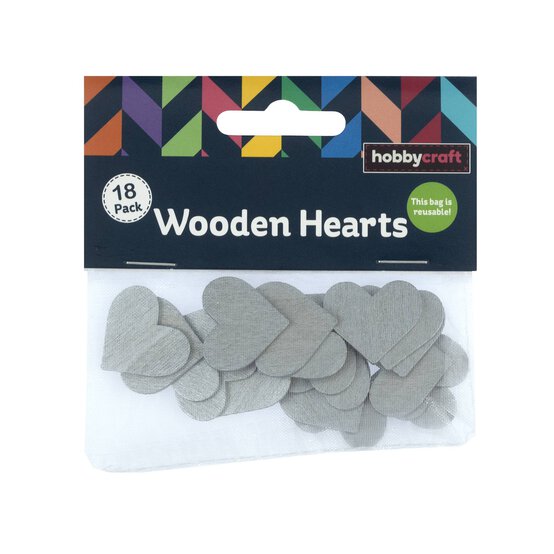 Silver Wooden Hearts 18 Pack image number 3