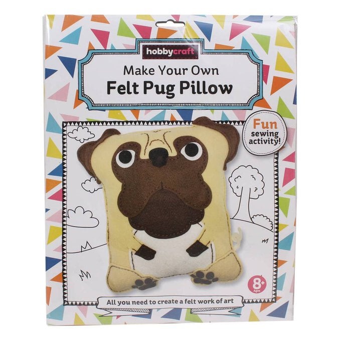 Make Your Own Felt Pug Pillow Kit image number 1
