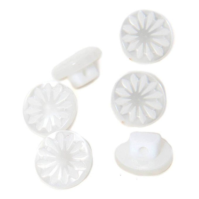 Hemline White Basic Cut Flower Button 6 Pack image number 1