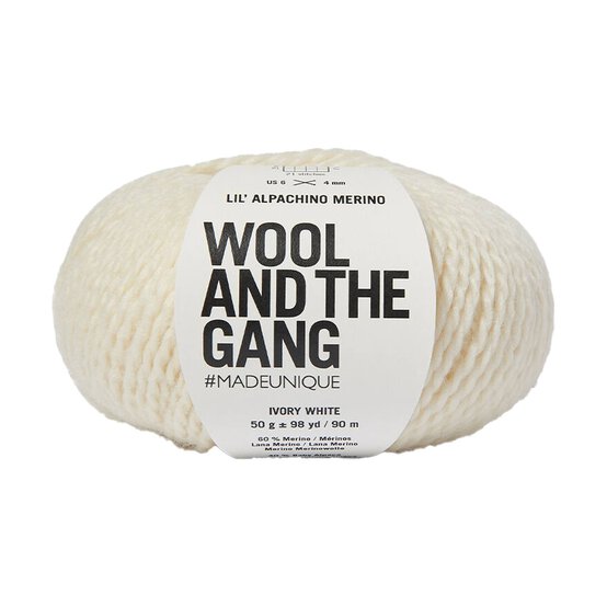 Wool and the Gang Ivory White Lil&rsquo; Alpachino Merino 50g  image number 1