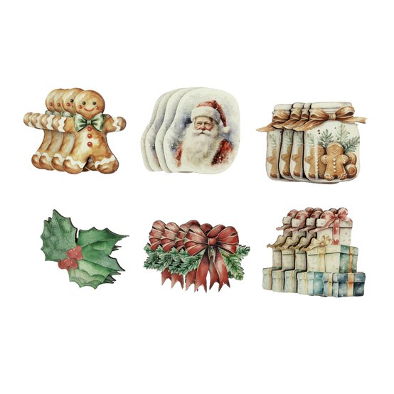 Gingerbread and Santa Wooden Toppers 24 Pack image number 1
