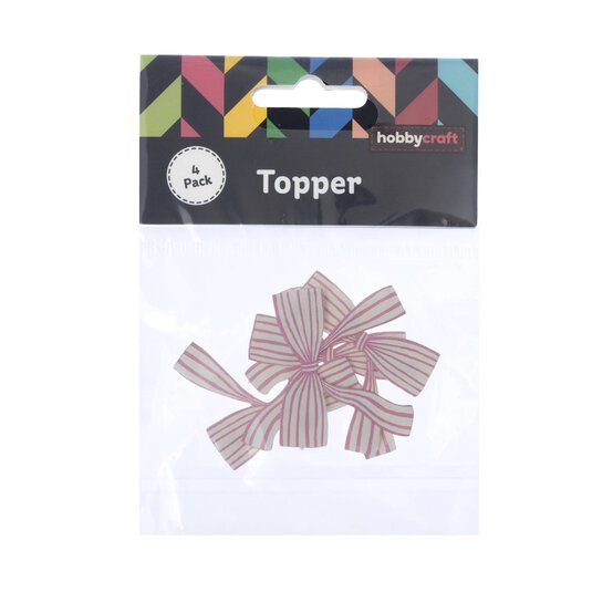 Striped Pink Bow Card Toppers 4 Pack image number 4