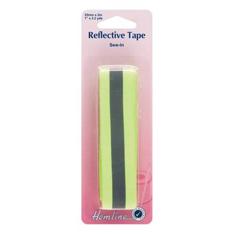 Hemline Yellow Reflective Tape 25 mm x 2 m