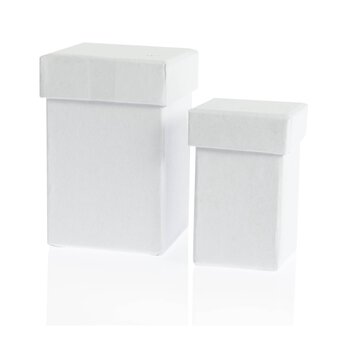 Square Paper Nesting Gift Boxes with Lids, 4 Assorted Sizes (White