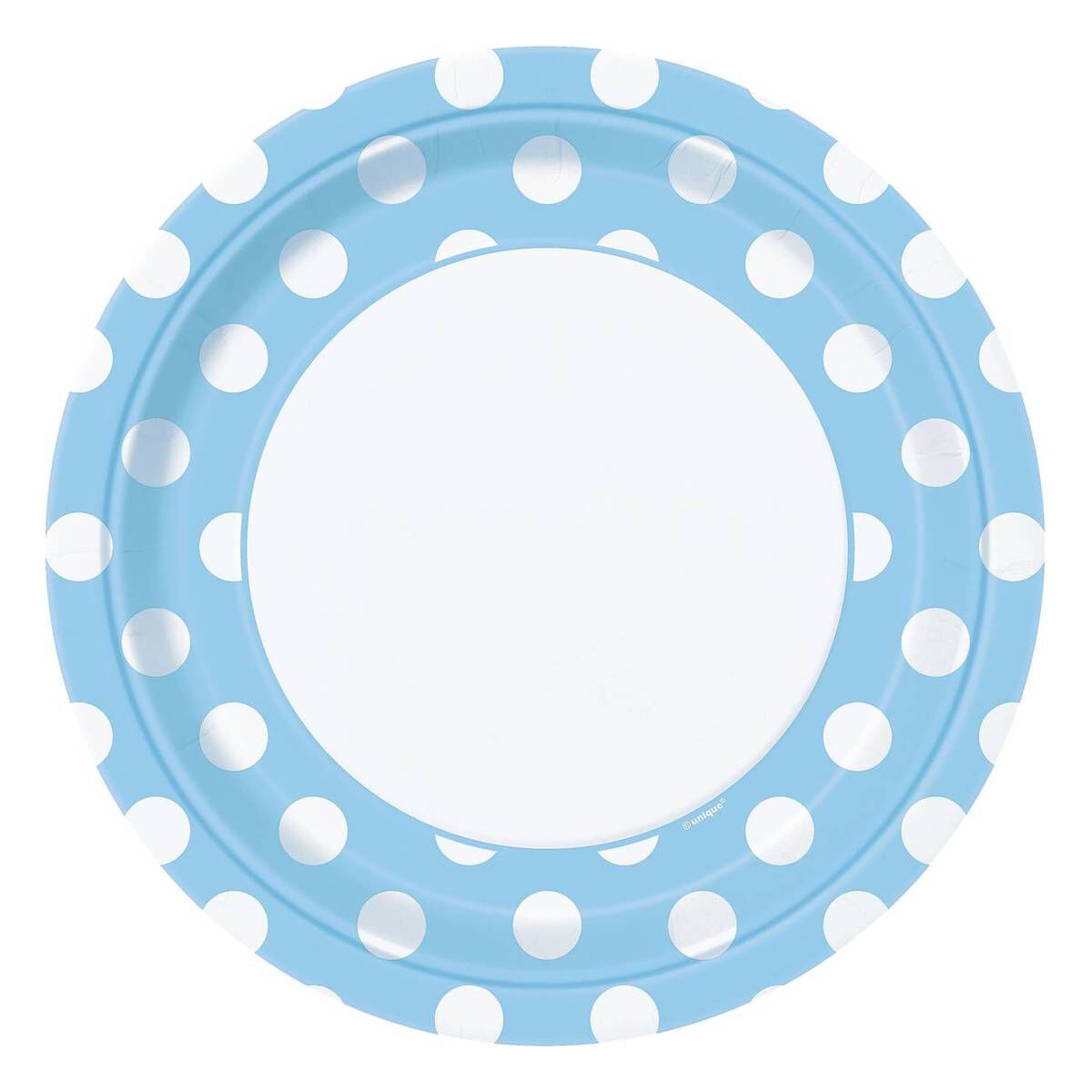 Powder Blue Polka Dot Paper Plates 8 Pack Hobbycraft