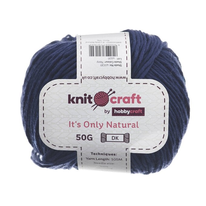 Knitcraft Navy It's Only Natural Light DK Yarn 50g image number 1
