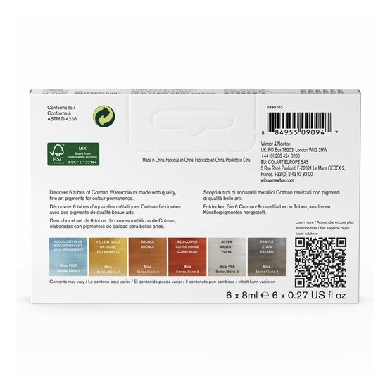 Winsor & Newton Cotman Watercolour Metallic Set 8ml 6 Pack image number 5