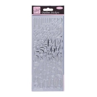 Anita's Mixed Silver Number Outline Stickers
