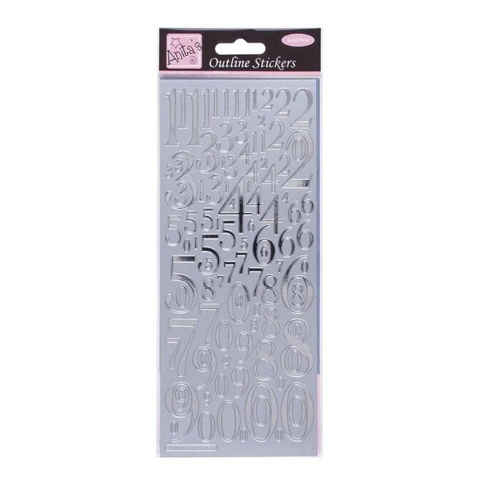 Anita's Mixed Silver Number Outline Stickers image number 1