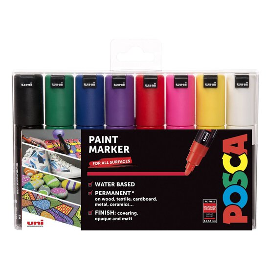 Uni-ball Posca PC-7M Marker Pens Starter Set 8 Pack image number 1