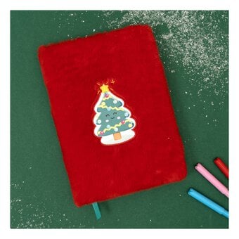 Red Fluffy Christmas Tree Notebook A5 
