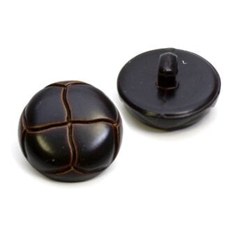 Hemline Brown Novelty Faux Leather Button 2 Pack