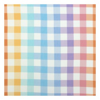 Large Rainbow Gingham Viscose Fabric by the Metre