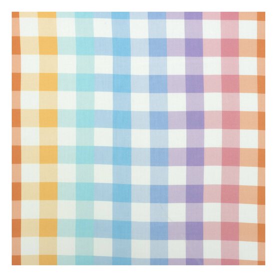 Large Rainbow Gingham Viscose Fabric by the Metre image number 2
