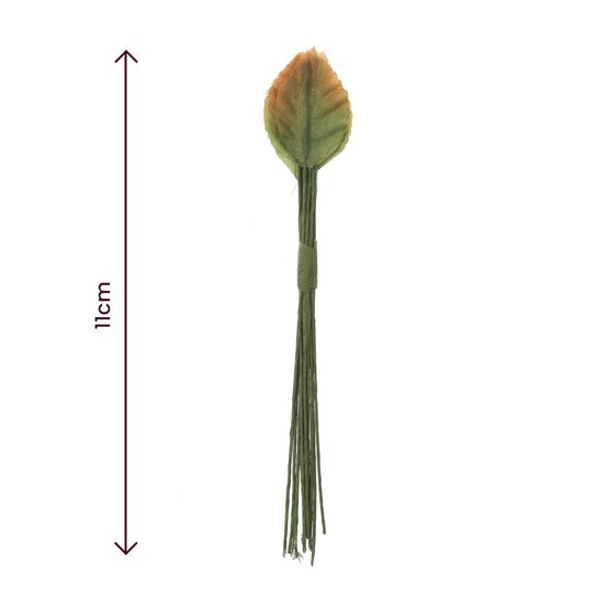 Mini Green and Orange Rose Leaves 12 Pack  image number 4