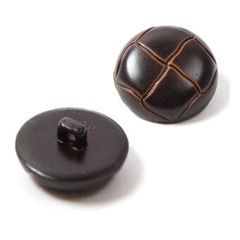 Hemline Brown Novelty Faux Leather Button 2 Pack