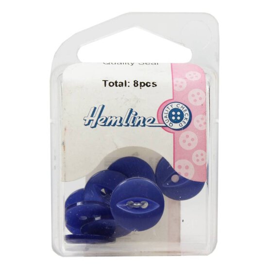 Hemline Royal Blue Basic Fish Eye Button 8 Pack image number 2