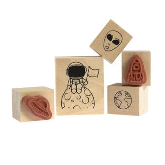 Into the Space Wooden Stamp Set 5 Pieces