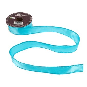 Turquoise Wire Edge Satin Ribbon 25mm x 3m image number 2