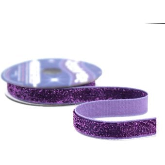 Metallic Purple Woven Sparkle Ribbon 10mm x 2.5m image number 3