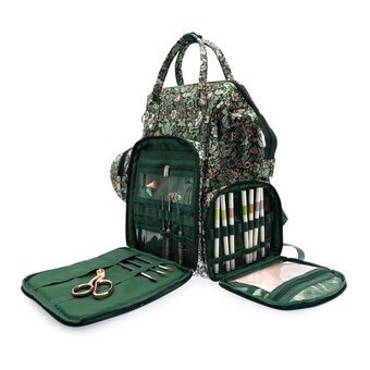 Floral Wood Block Rucksack Craft Bag