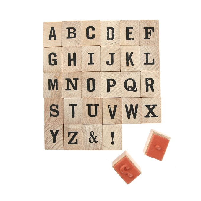 Bold Alphabet Wooden Stamp Set 30 Pieces