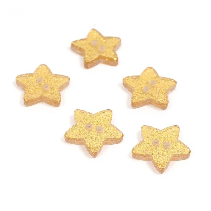 Hemline Yellow Novelty Star Button 5 Pack image number 1