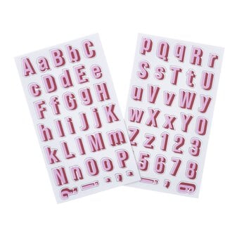 Pink Alphabet Chipboard Stickers 70 Pieces