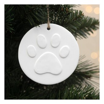 Hanging Ceramic Paw Print Decoration 9.5cm