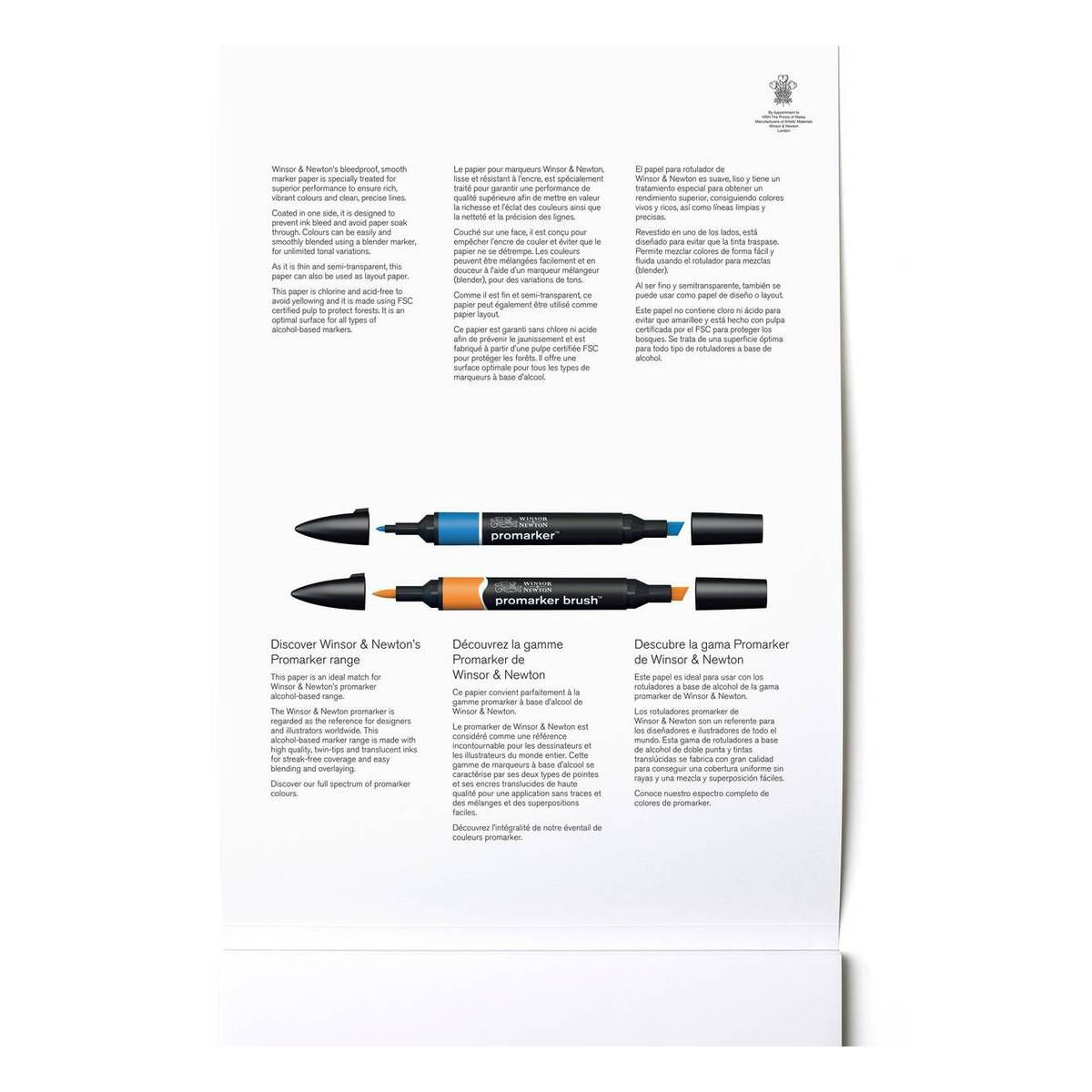 Winsor & Newton Letraset Promarker Bleedproof Marker Paper Pad 75gsm A4 ou A3 