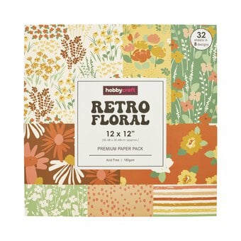 Retro Florals 12 x 12 Inches Paper Pad 32 Sheets