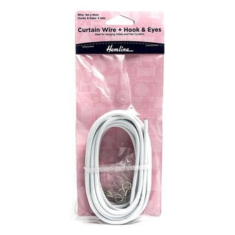 Curtain Wire with Hook and Eyes 4m
