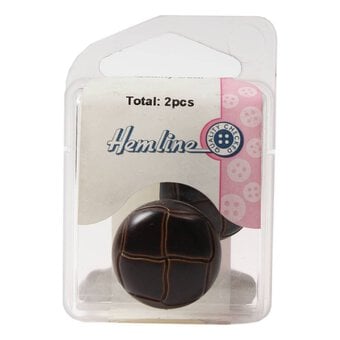 Hemline Brown Novelty Faux Leather Button 2 Pack image number 2
