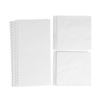 White Scalloped Cards and Envelopes 6 x 6 Inches 25 Pack image number 3