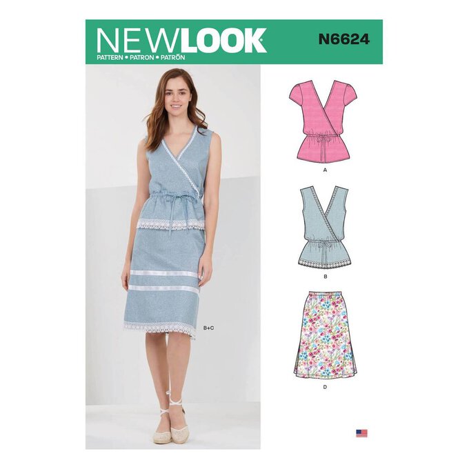 New Look Women's Tops and Skirt Sewing Pattern N6624 | Hobbycraft