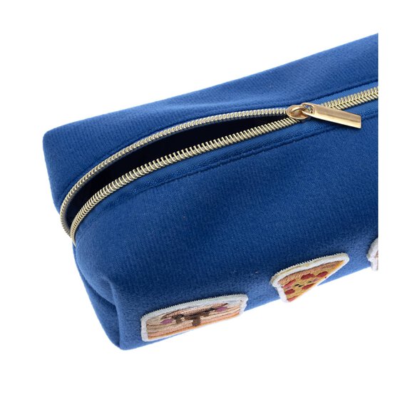 Kawaii Food Patch Blue Felt Pencil Case image number 4
