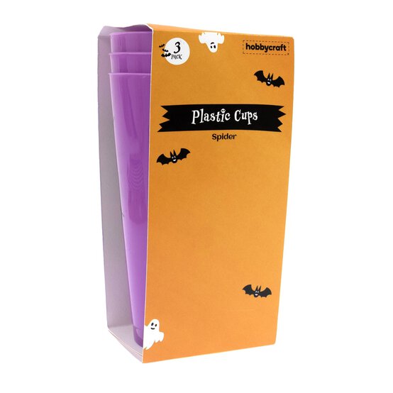 Purple Spider Plastic Cups 450ml 3 Pack image number 4