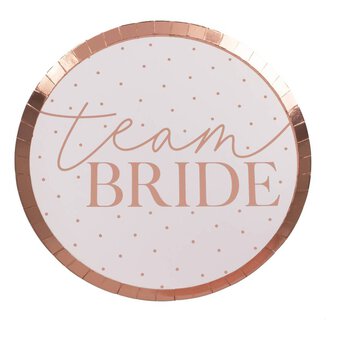 Ginger Ray Rose Gold Team Bride Paper Plates 8 Pack