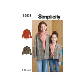 Simplicity Girls' Jacket  Sewing Pattern S9831 (K5 7-14)