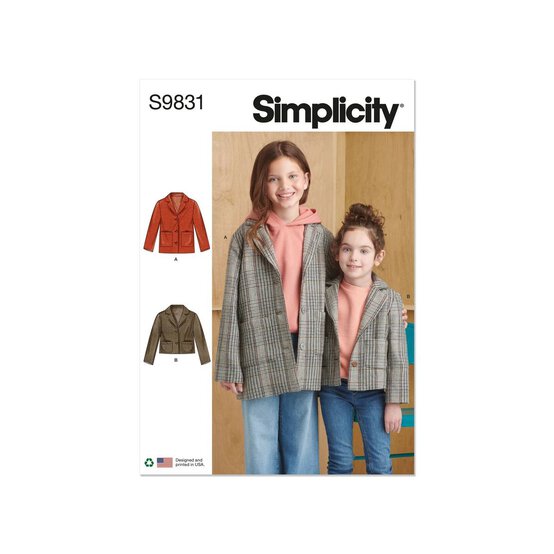 Simplicity Girls' Jacket  Sewing Pattern S9831 (K5 7-14) image number 1