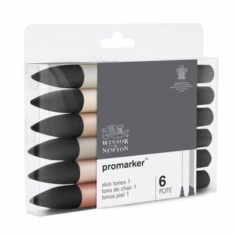 Winsor & Newton Skin Tone Promarkers Set 1 6 Pack image number 4