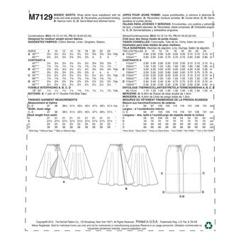 McCall’s Women’s Skirts Sewing Pattern M7129 (16-24)