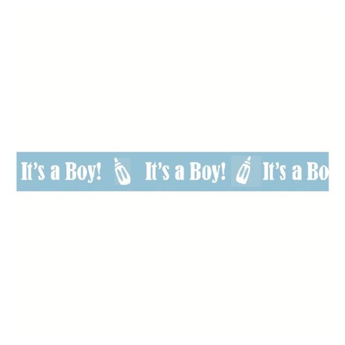 White On Baby Blue It's A Boy Bottle Ribbon 10mm x 4m image number 1